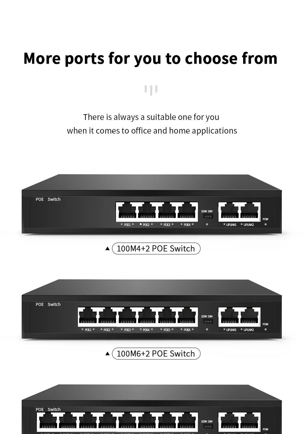 4/6/8Ports POE Switch 100Mbps Smart IP Switch POE Standard RJ45 Injector Switche