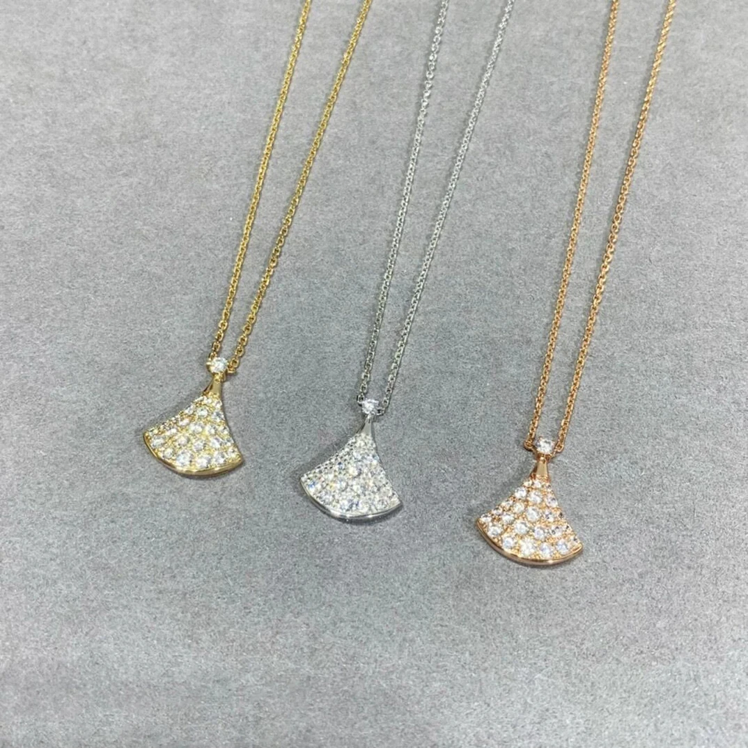 

Hot 925 sterling silver fan pendant necklace women's fashion brand temperament high-end wedding luxury jewelry