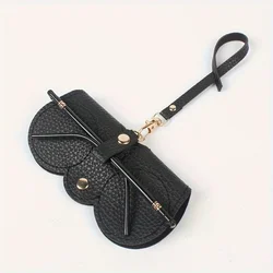 Elegant Retro - Style PU Leather Glasses Pouch - Durable Protective Case & Portable Sunglasses Holder (Black)