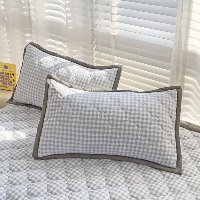 Bedspread Bed Linen Bedsheet Home Blanket Bed Cover Quilted Plaid Style Thickened Skin-friendly (Pillowcase Need Order)