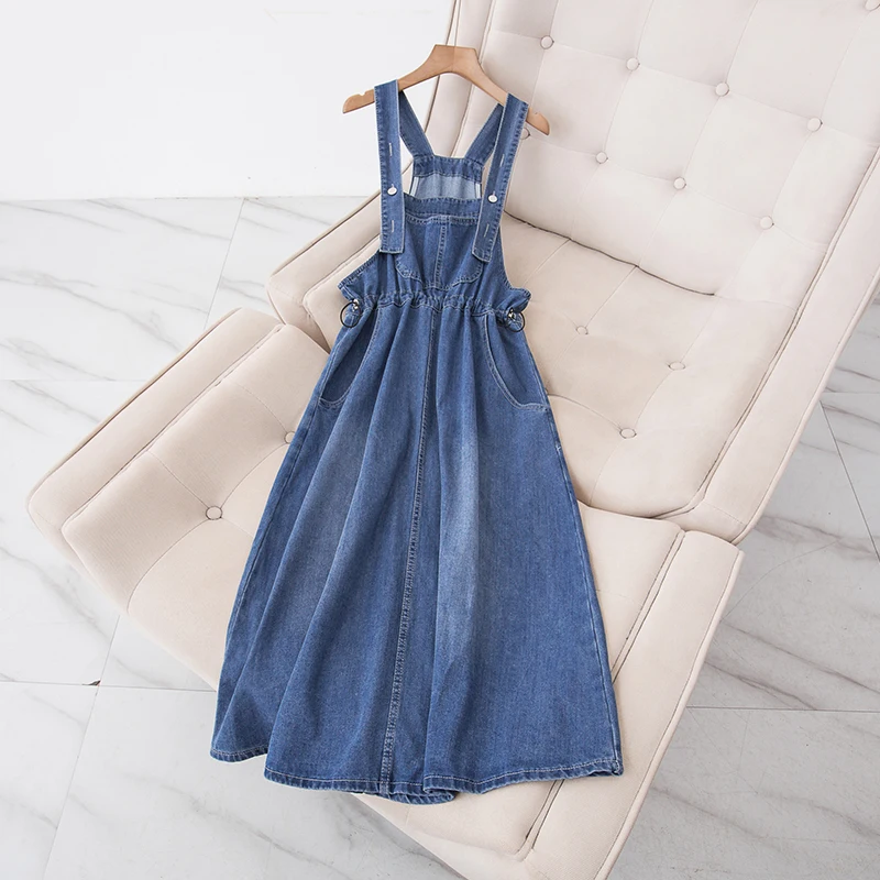chinese dress ladies Strapless Denim Jean Midi Dress M