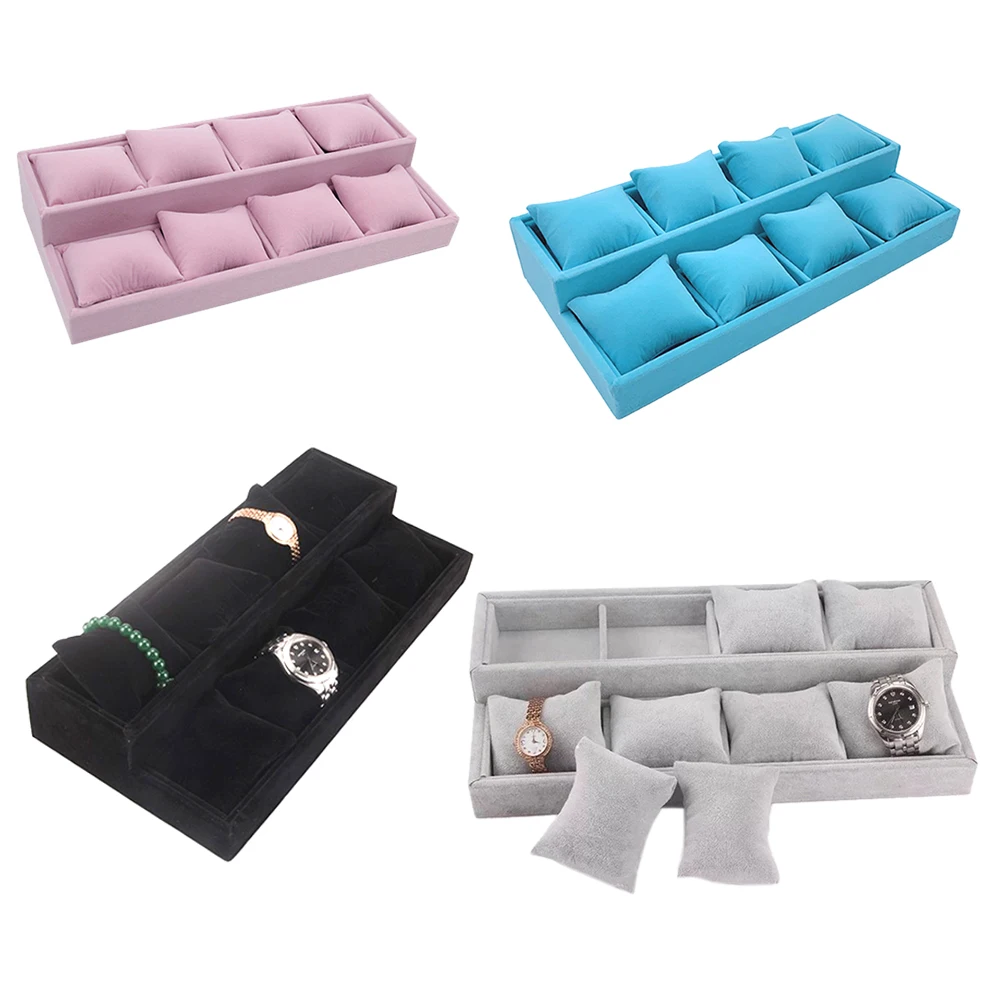 4/8/12 Grid Watch Tray Display Storage Box Bracelet Packaging Holder  Jewelry Pillow Jewelry Display Tray Gift New 2023