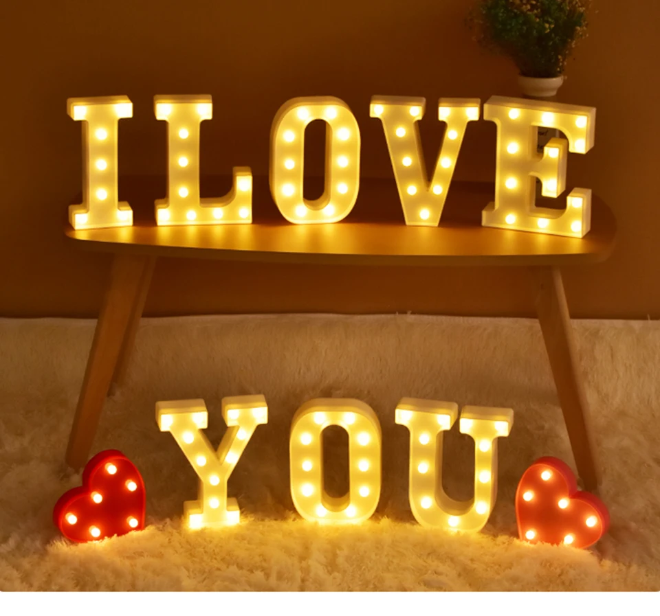 Alphabet Letter Number Lamp Luminous LED Night Light for Home Wedding Birthday Christmas Party Decoration Warm Decorative Lamp