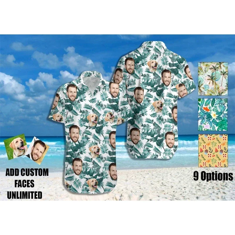 Summer Photo Face Short Sleeve Button Down Hawaiian Shirt Best Gifts for Men Beach Party Shirts hawaiian shirt casual short sleeved shirt short sleeved shirt button down shirt