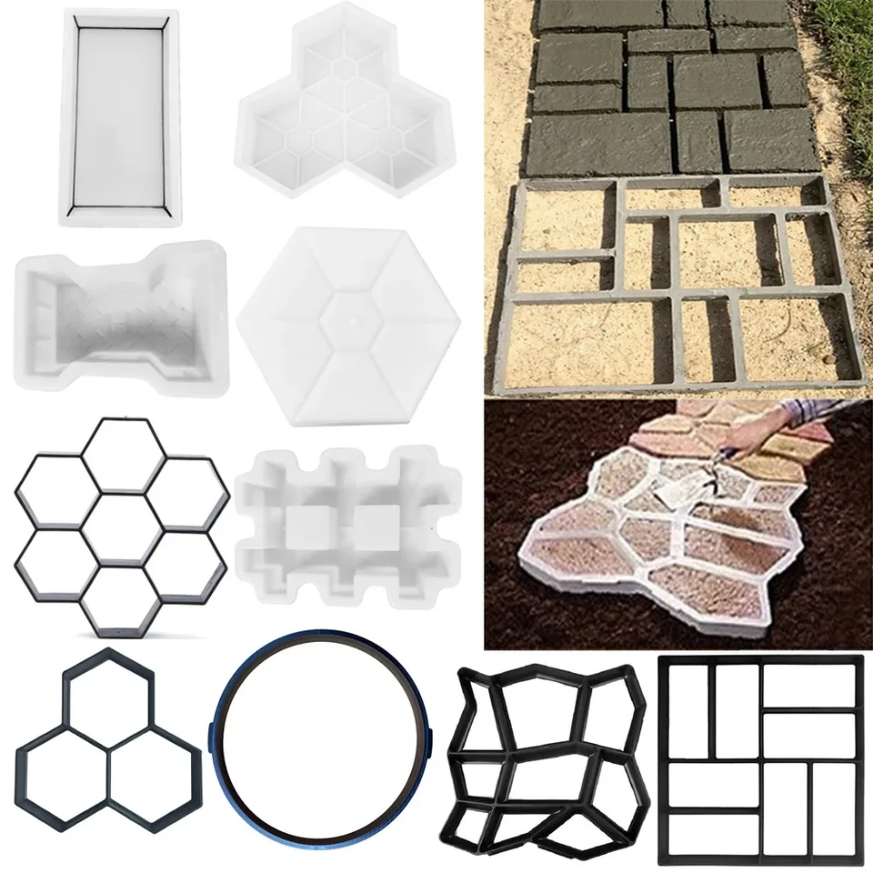 JAXSUNNY Concrete Path Maker Mold – Grid Walkway Pavement – 17.7" X 15.7" – Reusable DIY Paver Form