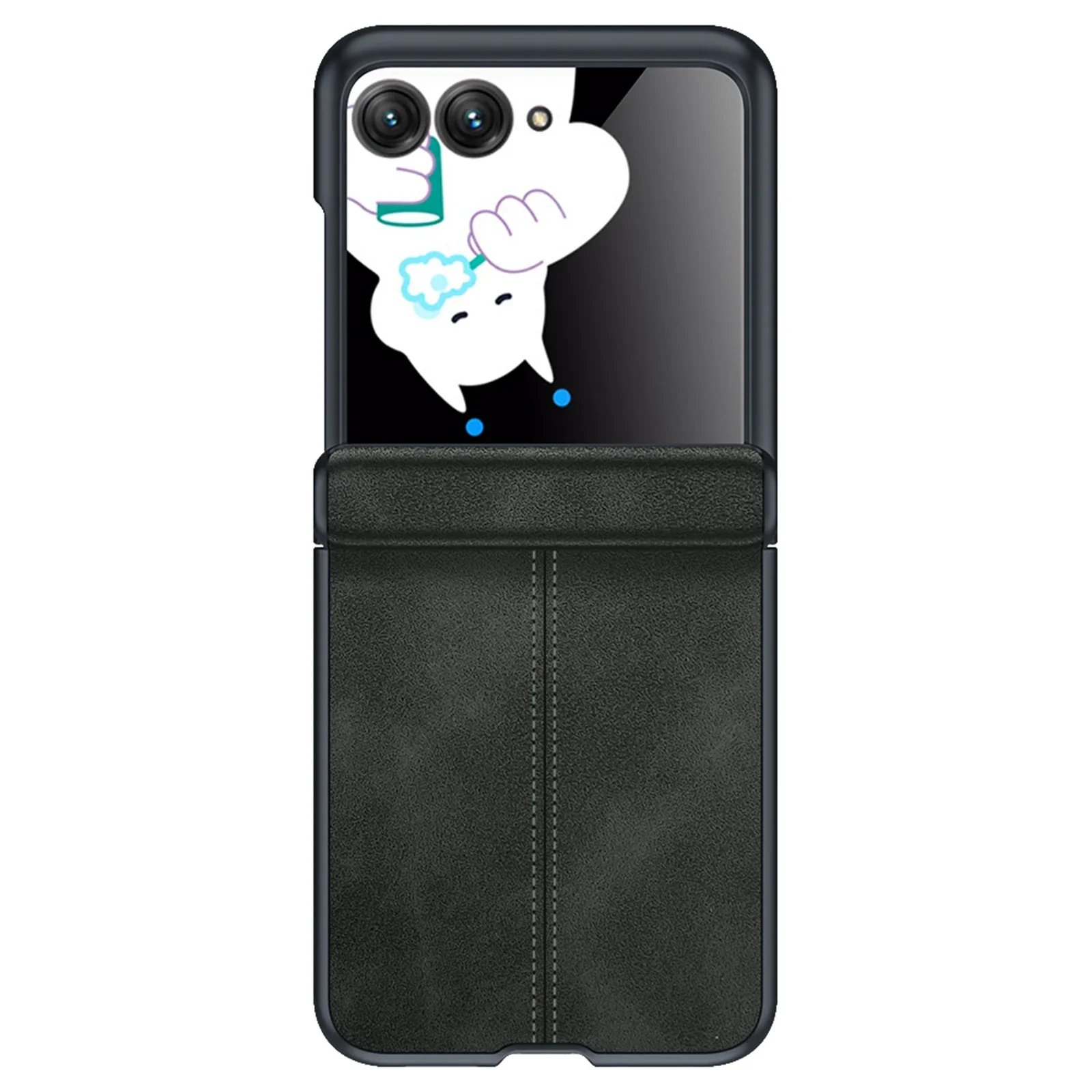 Retro Business Sheepskin Leather Smartphone Case with Hinge Screen Glass Integrated Cover