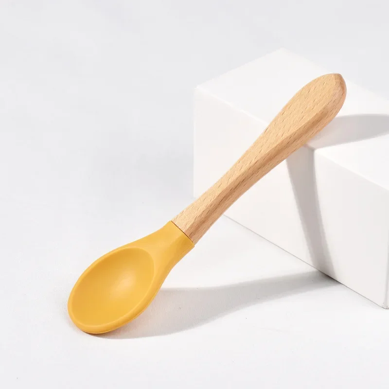 Spoons Baby Feeding Spoon Fork Wooden Handle Spoon Fork Set, Baby Plate Set - 第 18/22 張圖片