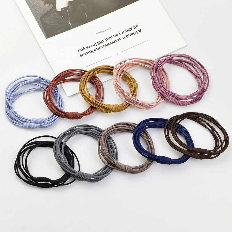 10Pcs Women Colorful 4 in 1 Knot Elastic Hair Rubber Band Fashion Girls Simple Hair Tie Accessories Headband hair styling tool,hair band,hair styling tools