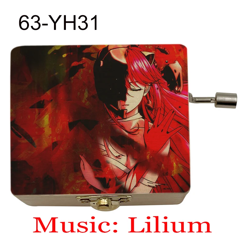 Anime Elfen Lied Yellow Wood Handed Music Box, Lilium Musical Customize Color Printed Gift Kid Birthday Festival Lovely Souvenir 3