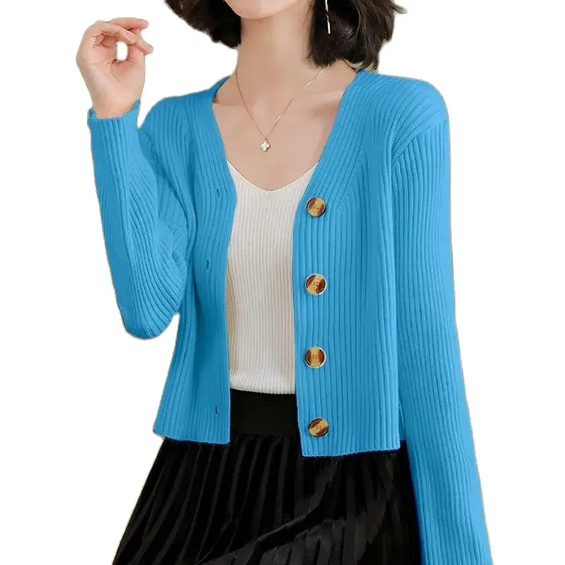 

Casual Fashion Short Coat in Autumn Ms Joker's New High Waist Knitted Cardigan Sweater In Spring And Summer And Shawl Outside