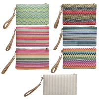 Woven Clutch Bag Colourful Money Beach Long Bag Handmade Vintage Casual Portable Elegant Simple Exquisite for Weekend Vacation