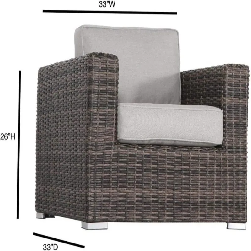 Fully Assembled 2-Person Rattan Wicker Seating Set with Cushions 4