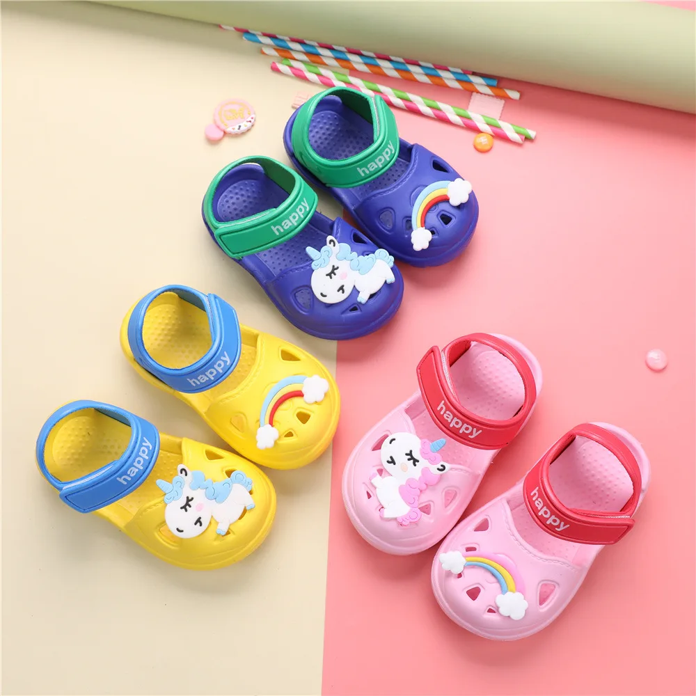 Baby Girl Cartoon Unicorn Slippers Toddler Beach Garden Shoe Kids Boy Cave Shoes For Children Summer Indoor Cute Sandals