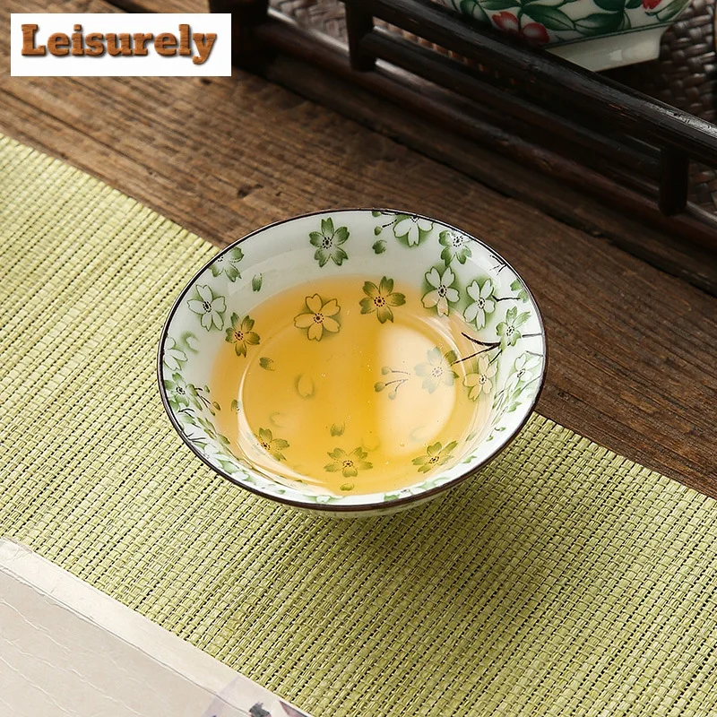 1 Pc Exquisite Blue and White Porcelain Teacup Hand Painted Double Color Travel Meditation Cup Tea Bowl Master Cup Cha Drinkware