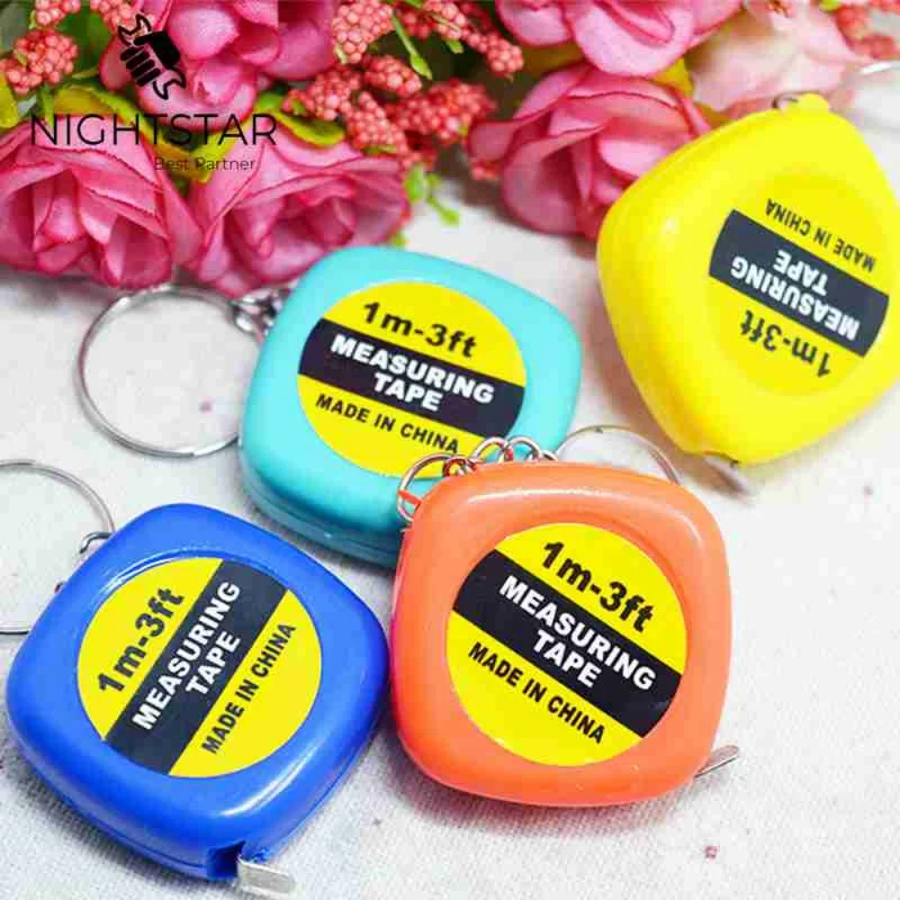 2pcs 1M Measure Pull Ruler Style Mini Keychain Key Ring Easy Retractable Tape Retractable Tape Measure /Color Random tape measure measuring tape