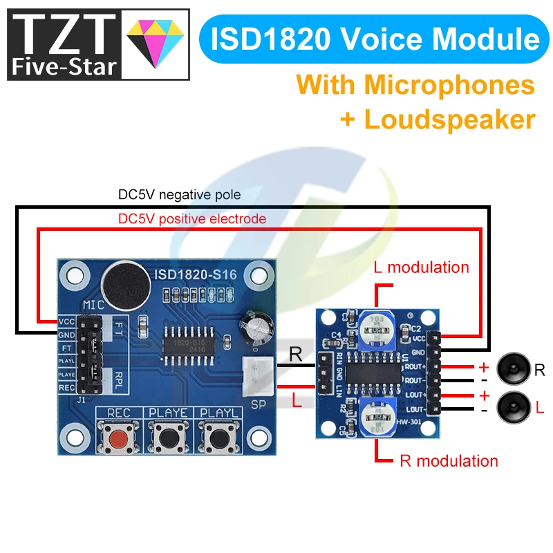 Enhanced Voice Recording Module with Microphone and Loudspeaker