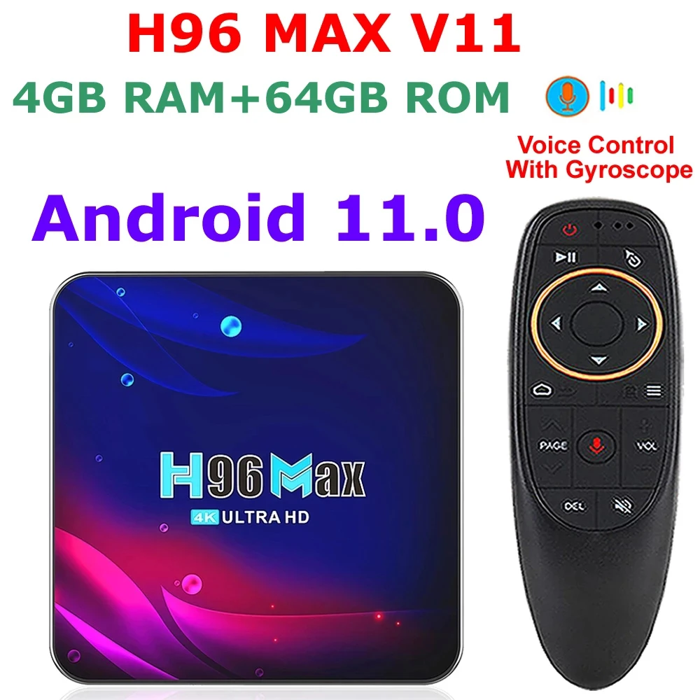 H96 Max V11 Android 11 Tv Box 4G Ram 64G Rom 2.4G/5G Dual Wifi 3D 4K Ultra Hd Hdr Set Top Box Lettore Multimediale Android Smart Tv Box