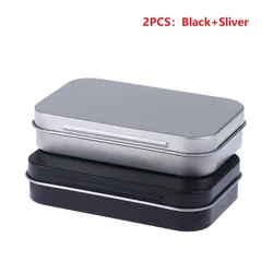 Compact Metal Tinplate Storage Box - Small Hinged Organizer Container - M (2PCS)