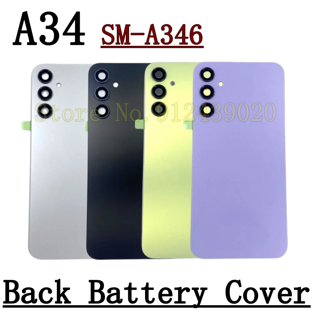 

For Samsung Galaxy A34 A346 Phone Housing Case Battery Back Cover Rear Door Cover Panel Chassis Lid+Camera Lens