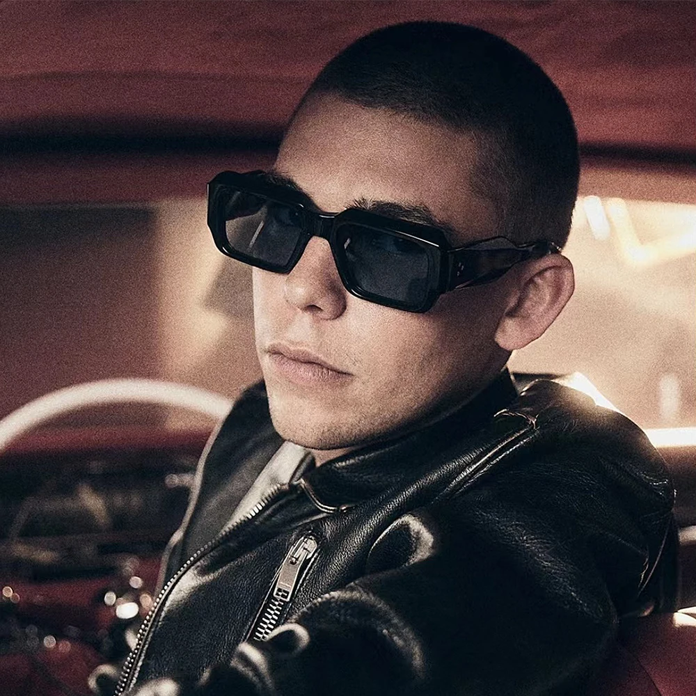 

Retro Trendy Narrow Rectangle Style Sunglasses For Men and Women Dopamine Color Large Thick Acetate Frame Customizable lenses