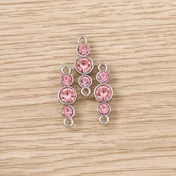 Set of 5 Elegant Crystal Alloy Round Charms for DIY Jewelry and Crafts (Pink Color)