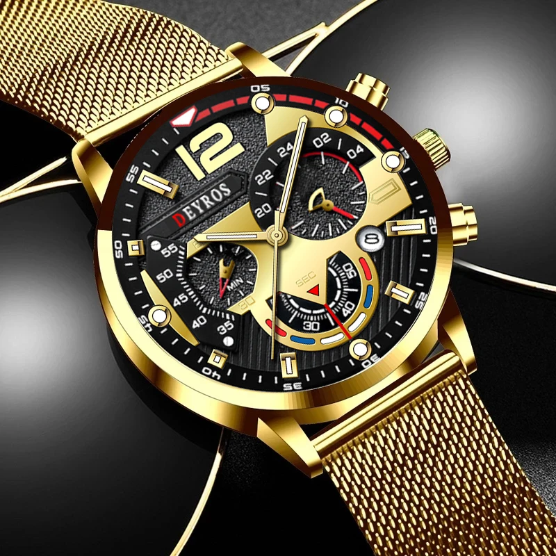 Top Brand Men Watch Luxury Gold Stainless Steel Mesh Belt Quartz Watches Business Leather Mens Luminous Clock relogio masculino dropship fashion simple design waterproof stainless steel mesh small dial men watches top brand luxury quartz relogio masculino