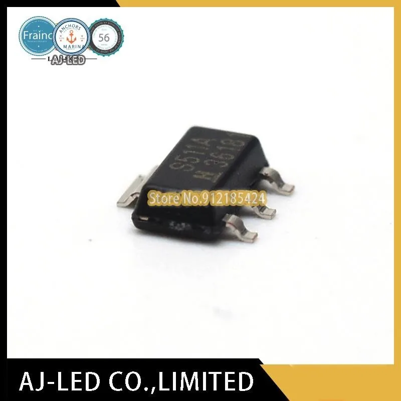 10 개/몫 SS511AT 바이폴라 래치 홀 스위치 센서 S511A SMD SOT89