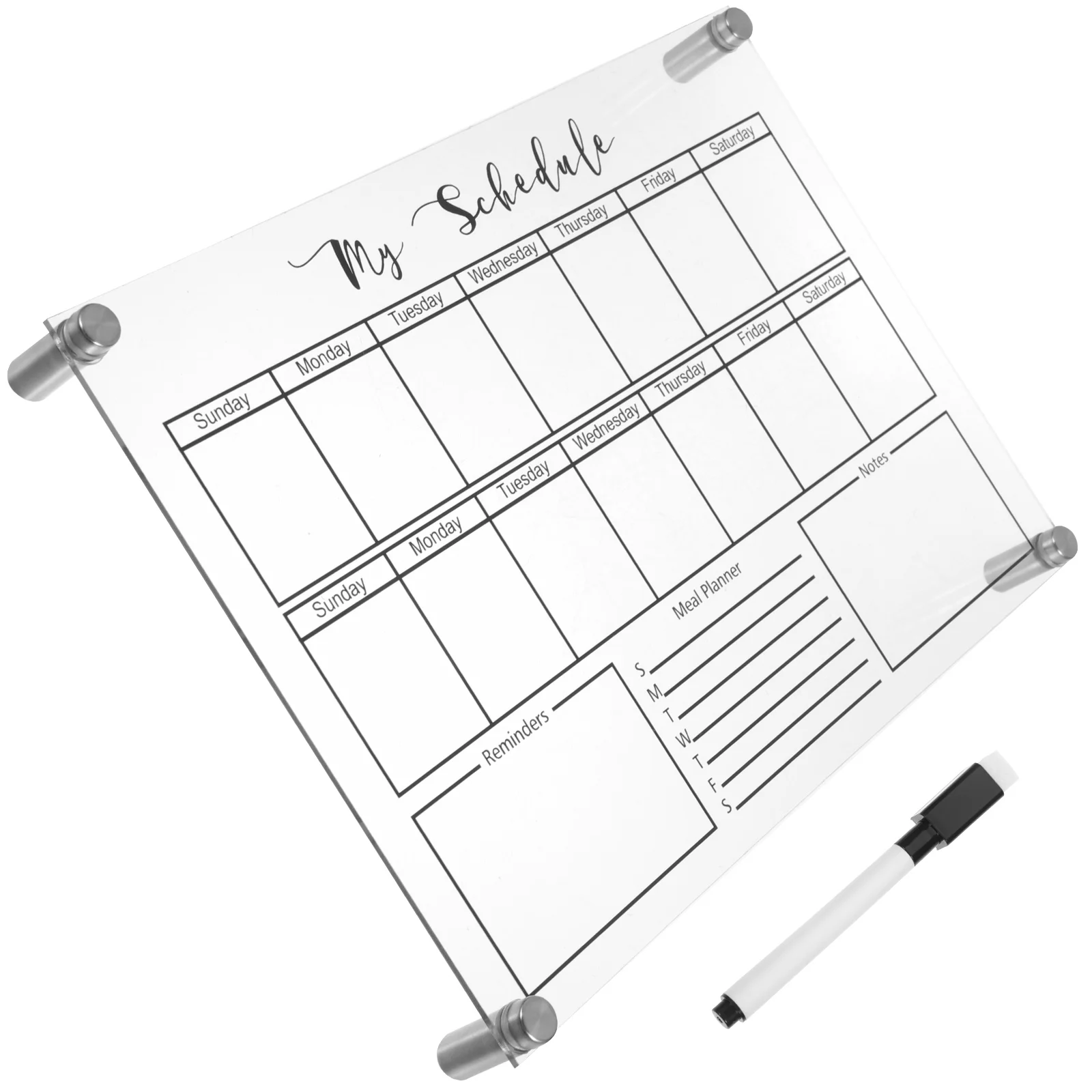 Weekly planner board office write desktop whiteboard marker acrylic