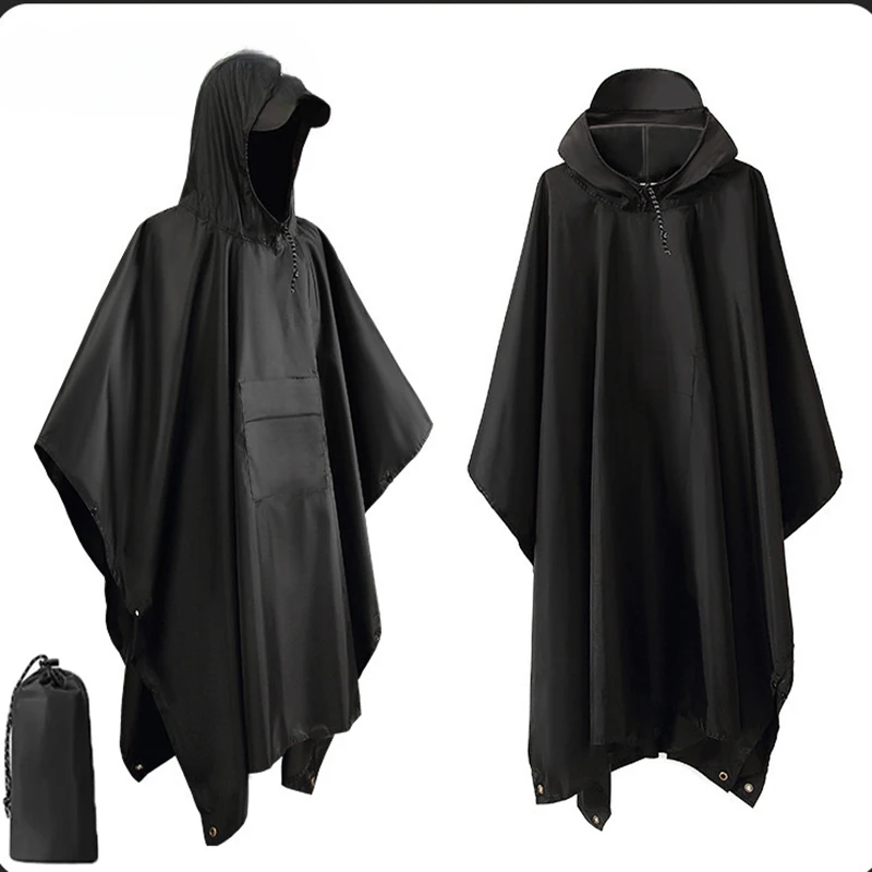 3 In 1 Outdoor Military Raincoat Hooded Sleeve Waterproof Rain Poncho motorcycle raincoat waterproof raincoat Motorcycle Rain Cover Camping Hiking Travel Rainwear Tent
