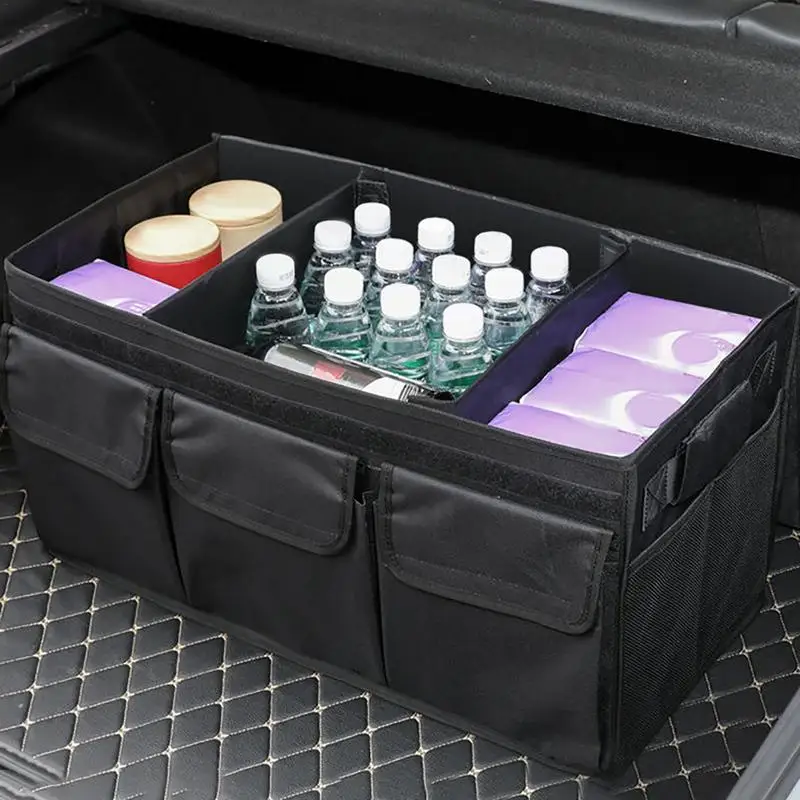 

Car Boot Organiser Heavy Duty Folding Car Boot Storage Bag With Cover Collapsible Car Boot Tidy Large Capacity Non-Slip Tidy