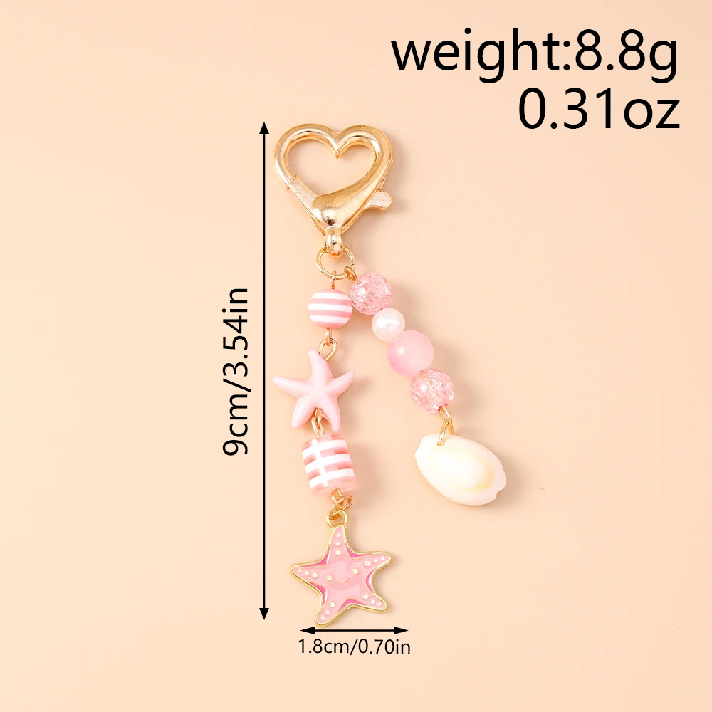Aihua Chic Perlen-Seestern-Muschel-Schlüsselanhänger für Damen und Mädchen, Handtaschen- und Rucksackanhänger, Schlüsselring, Schmuckgeschenke – Detail 17