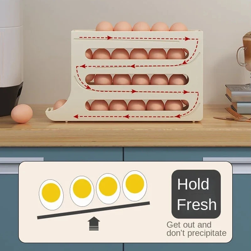 Kitchen Storage Rack Egg Storage Box Refrigerator Organizer Food Containers Egg Fresh-keeping Case Holder Tray Dispenser
