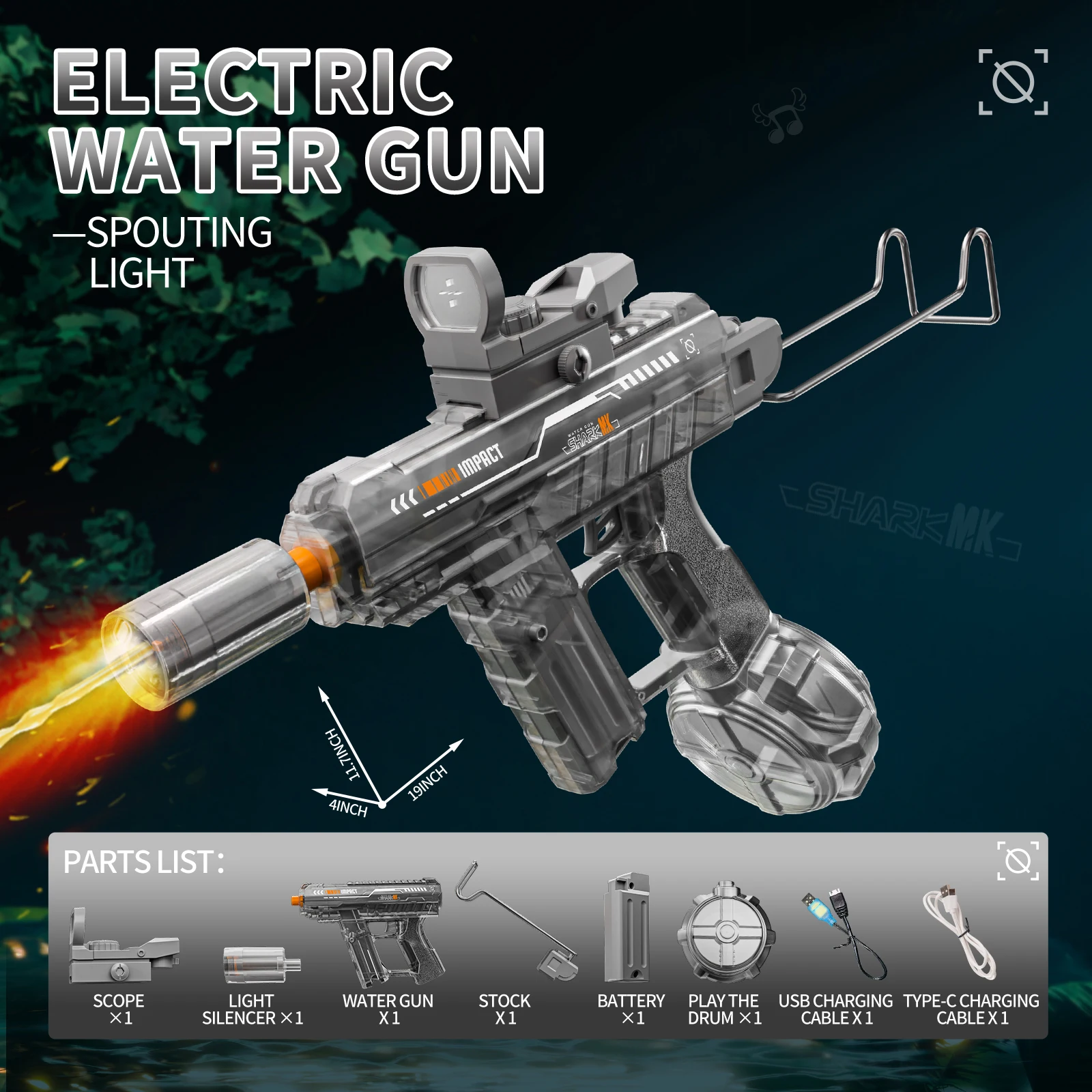 Electric High-Speed Flashing Lights Water Gun - Large Capacity Children's Toy