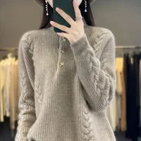 Pull en cachemire tricoté à col mi-haut pour femme, 100% laine, ample, mode coréenne, haut de luxe, nouvelle collection automne/hiver 2023 3