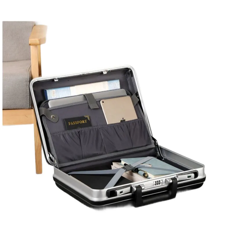 Aluminum Frame Hard Shell Business Laptop Briefcase - Anti-Theft Password Lock Portable Computer Bag for Travel