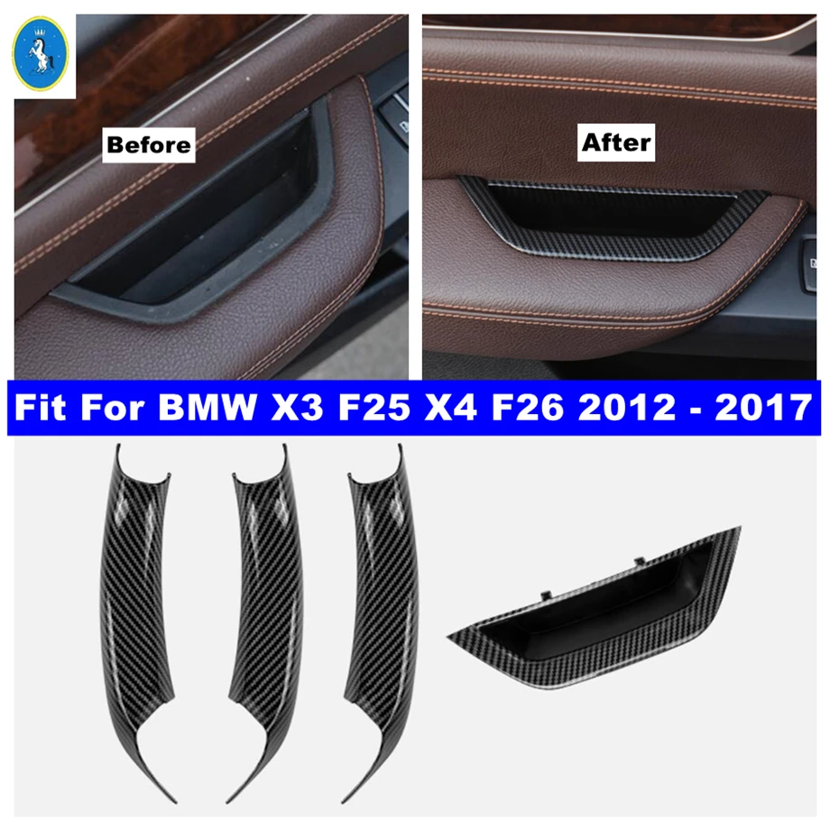 

Накладка на внутреннюю дверную ручку подлокотника, накладка на подлокотник для BMW X3 F25 X4 F26 2012-2017, аксессуары для интерьера из углеродного волокна