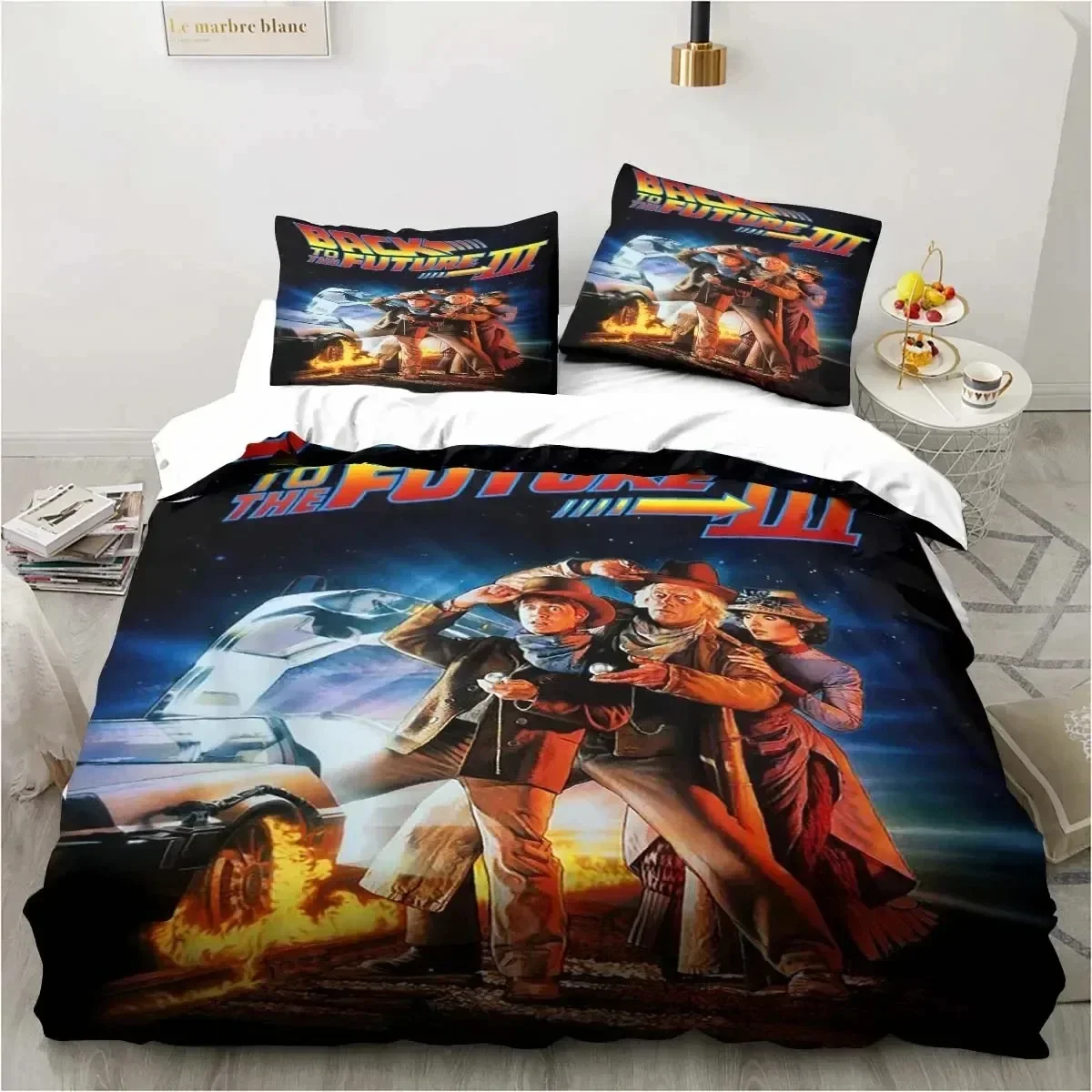 Back To The Future Classic Movie Retro Bedding Set Bed Three Piece Set Single Double Bed Queen Size King Quilt Cover Boy Gift