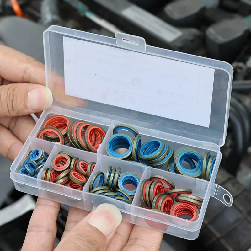 Universal Car Engine Oil Pan Oil Drain Washer Kit 100PCS Rubber Metal Seal Ring M6 M8 M10 M12 M14 M16 Cars Drain Plug Gasket