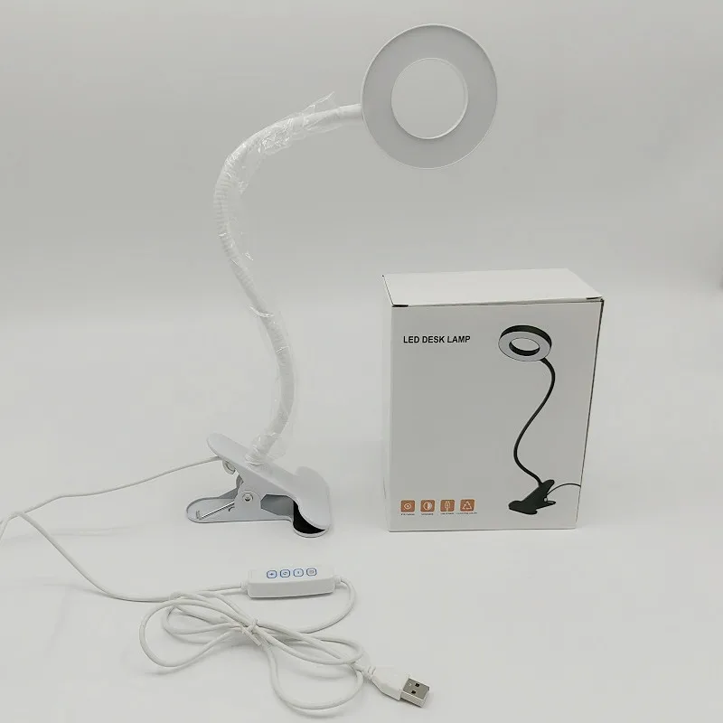 48 LED 눈 보호 클립 독서 조명 테이블 램프 USB 디밍 링 라이트, 사진용 3 색 링 라이트 뷰티 메이크업