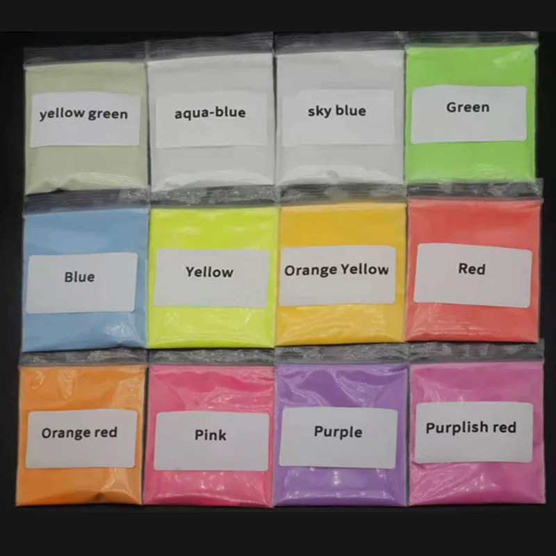 Nail Powder Nail Pigment Nail Glitter Luminous Pigment Fluorescent Pigment 10g/Bag Luminous Glitter Powder For Nail Art 12-Color Fluorescent Phosphor Pigment Summer Glow In Dark Phosphor Powder FD-48