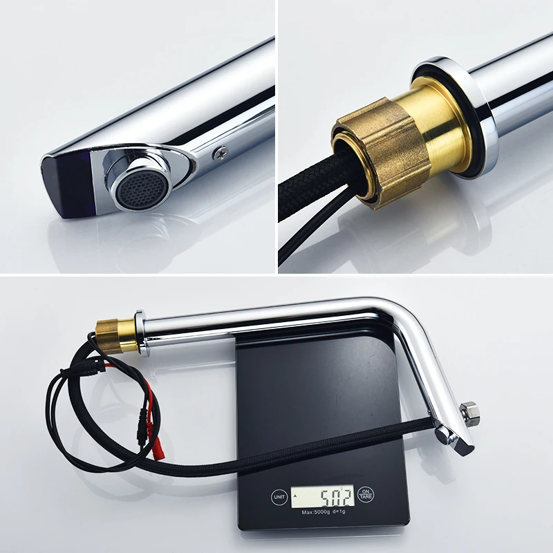 Basin Faucet ELLEN Sensor Chrome Deck Mounted Automatic Inflated Water Mixer Tap Tall Sink Faucets ELS8870