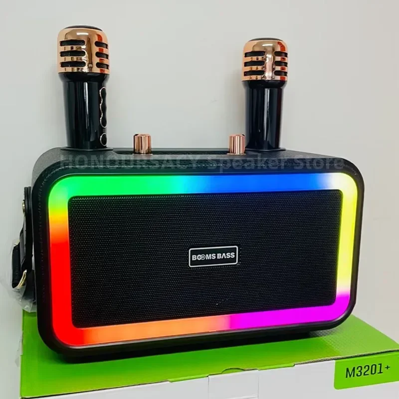 

Портативная Bluetooth-Колонка для Домашнего Караоке, 60 Вт, 360 стерео, объемный Hifi беспроводной сабвуфер с двойным микрофоном, бумбокс