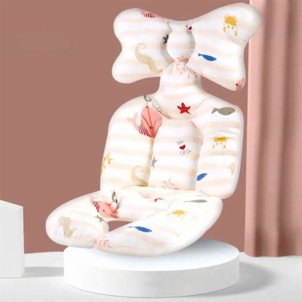 Soft Baby Stroller Cushion Cartoon Printed Comfortable Baby Pram Seat Mat Breathable Car Seat Dining Chair Cotton Pad