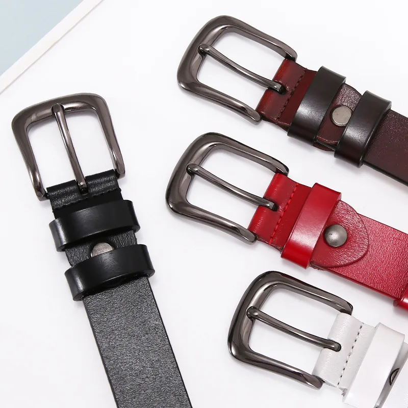 Women's Belt Luxury Genuine Leather Retro Pure Cowhide Needle Buckle Belt 2.8cm Wide Korean Fashion Trouser Belt