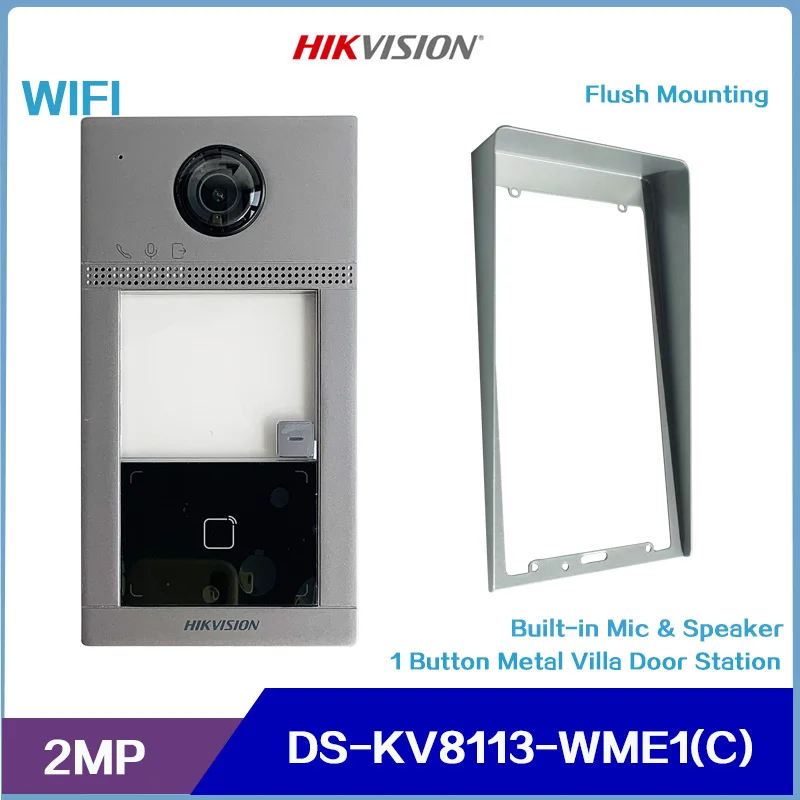 

HIKVISION WIFI IP Video Intercom Outdoor Station DS-KV8113-WME1(C) Surfarce or Flush Mounted, Support Control 2 Locks, PoE
