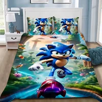 Housse de couette 3D exquise avec motif de dessin animé Sonics, ensemble de literie à impression numérique, couette, lit, cadeau pour les jeunes, les filles et les garçons 5