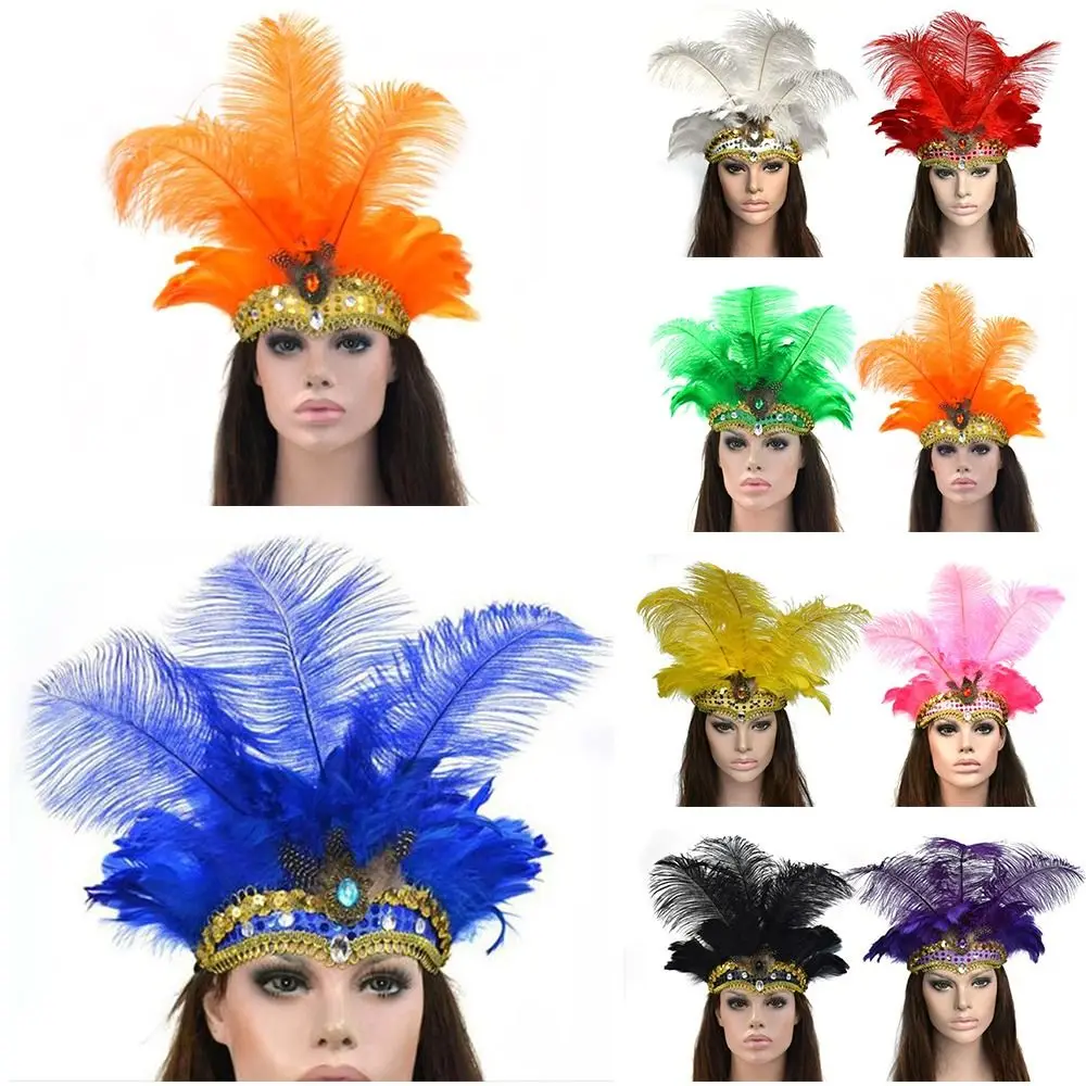 New Peacock Adults Feather Headdress Halloween Carnival Hair Accessories Hair Band
