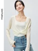 SENTUBILA Casual Cropped V-neck Knitted Pullovers 2024 Summer Fashion Loose Thin Soft Long Sleeve Top Woman Clothing W42H55450 1