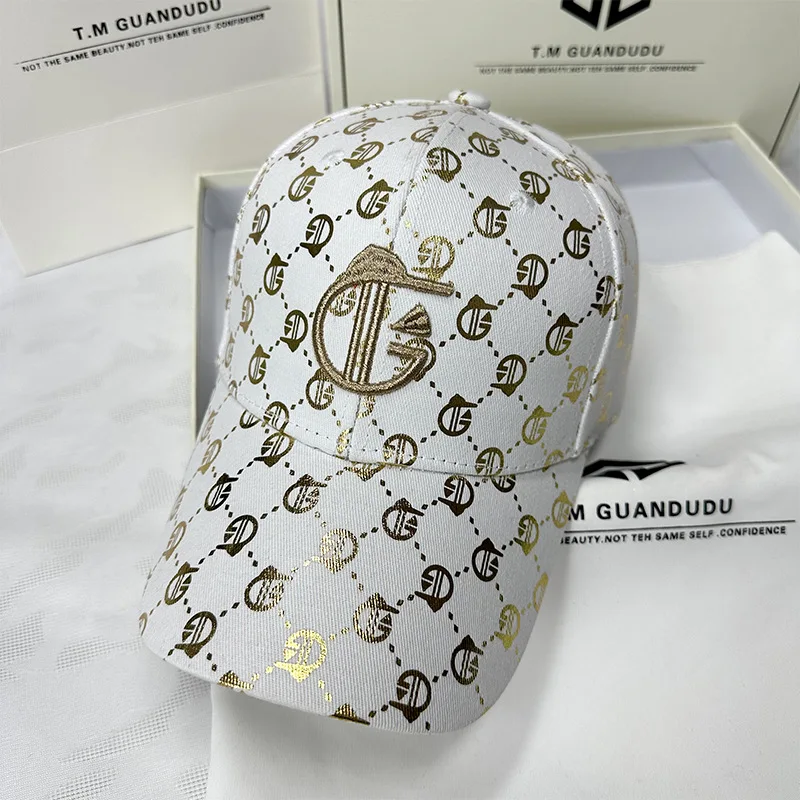 

Four seasons trend full print hot gold embroidered baseball cap for men and women couples sun casual adjustable student hat