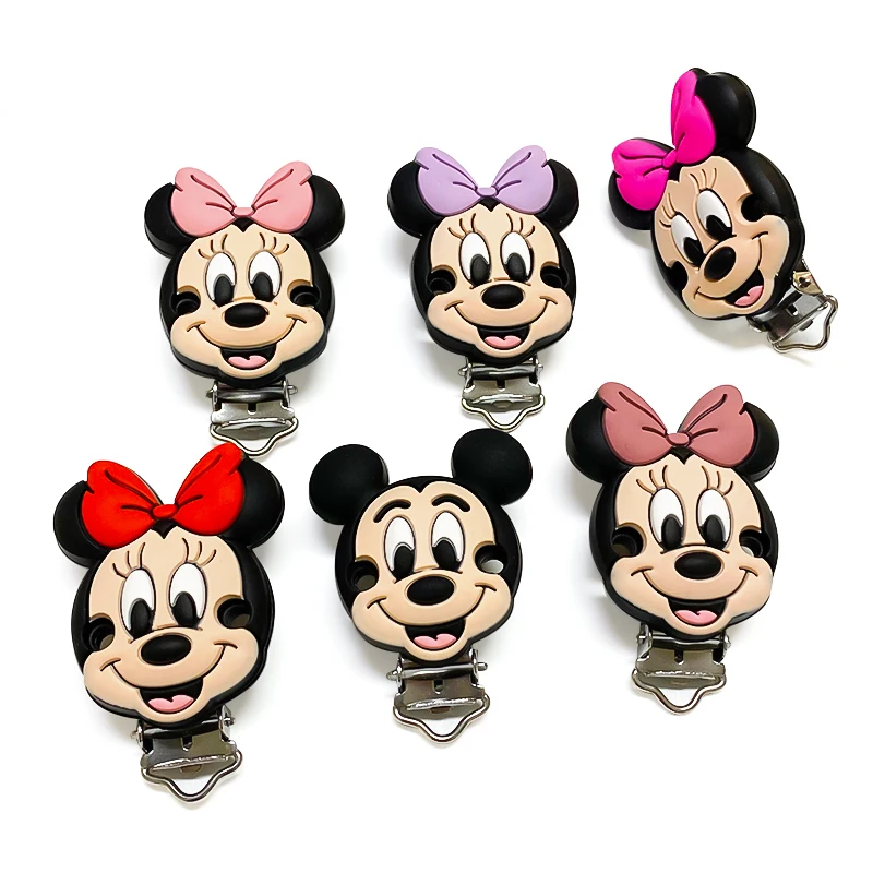 Silicone Mickey Minnie Beads Teether DIY Nipple Chain Jewelry Accessories 3/10pcs teething beads baby silicone accessories